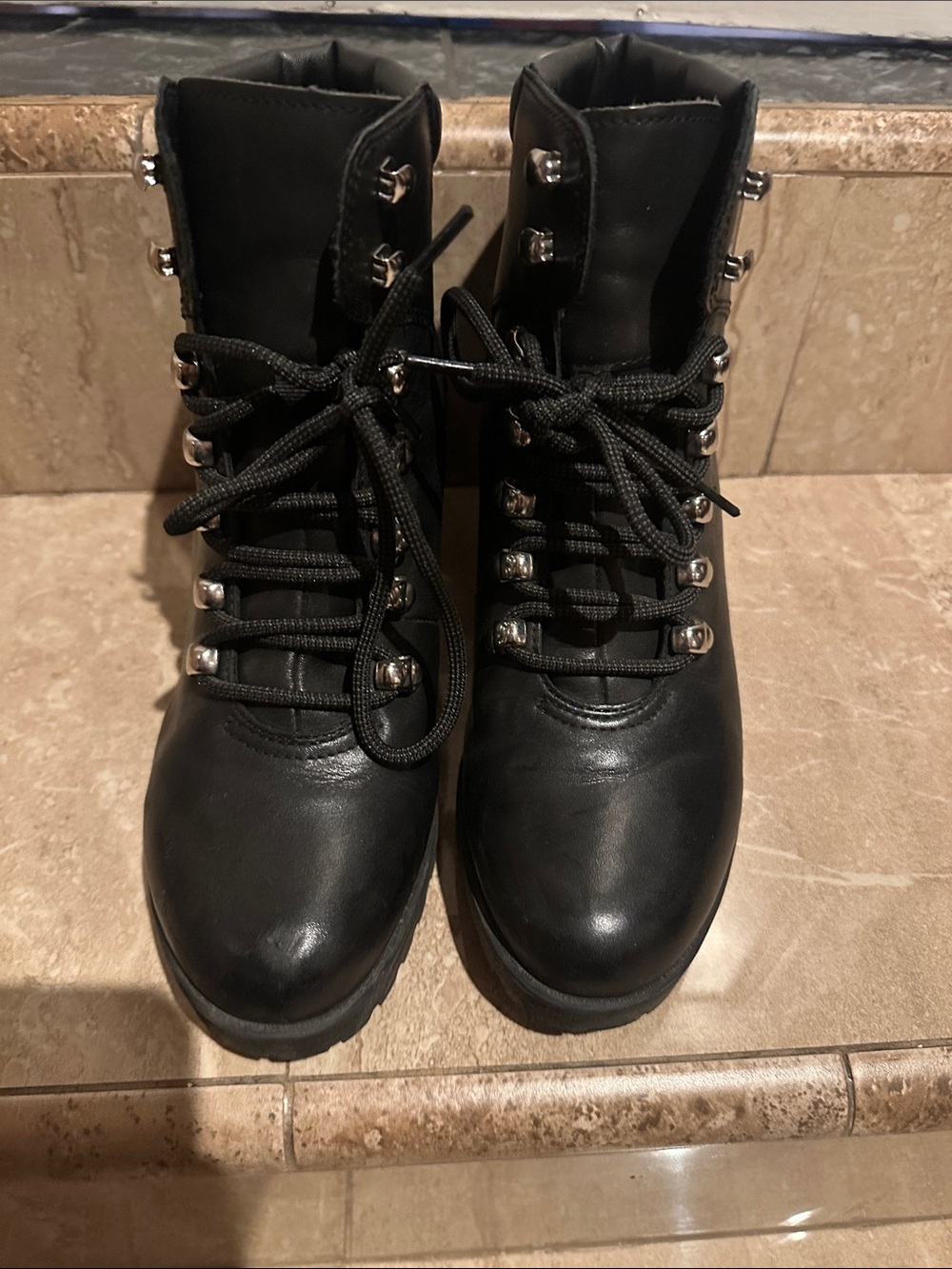 Vagabond Black Lace-Up Hiking-Inspired Boots